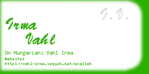 irma vahl business card